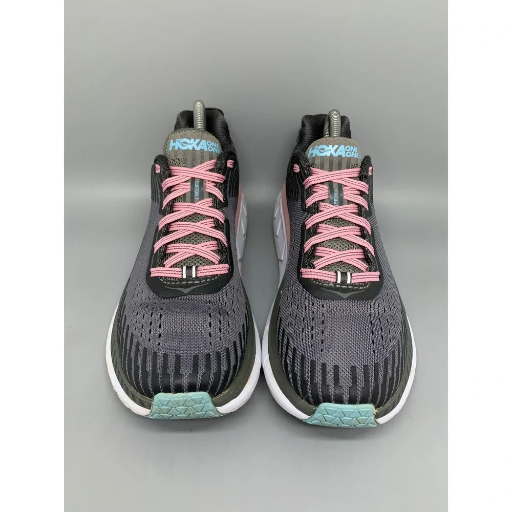 Hoka One One Clifton 5 Gray Pink Running Shoes Women's Sz 10